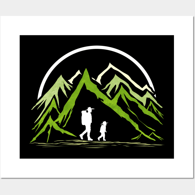 Hiking in the Mountains - Father and Son Wall Art by SinBle